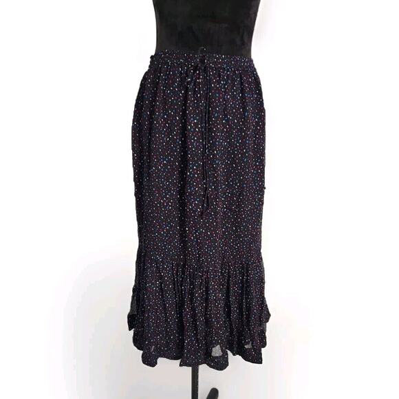 NWOT Coach Tiered Midi Skirt with Snaps Ruffle Hem Dots Multicolor Silk Size 4 - Picture 4 of 7